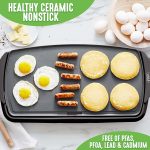 GreenLife 3-in-1 Breakfast Maker Station， Healthy Ceramic Nonstick Dual Griddles for Eggs Meat and Pancakes， 2 Slice Toast Drawer， Easy-to-use Timer， Turquoise - Image 2